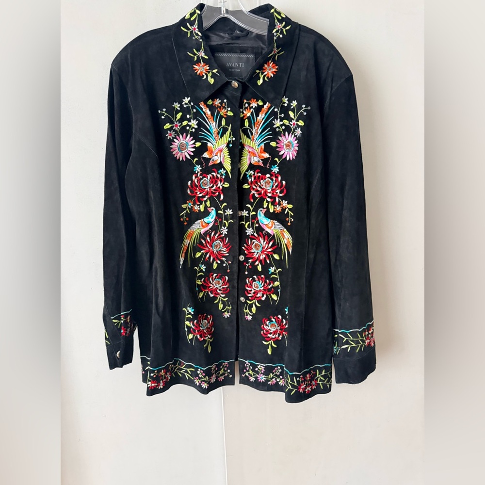 NWOT Avanti Black Multi colored Floral Embroidered Women's Blazer - Picture 3 of 6